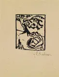Illustration zum Decamerone von Boccaccio by Ernst Ludwig Kirchner, 1911, Woodcut, sold Dec 2011