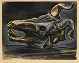 Pablo Picasso, Le Crâne de Chèvre, 1952, Etching and aquatint in colors