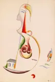 Thomas Ring, Weiblicher und männlicher Kopf in Balance, 1926, Watercolor