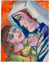 Bruno Krauskopf, Mutter und Kind, 1928, Watercolor