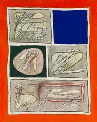 Achille Perilli, La caverna rosea, 1963, Mixed media