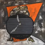 Werner Büttner, Mein Hirn ist mein Angestellter und zieht mir den Wecker auf, 1988, Oil on canvas