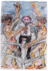 Alfred Hrdlicka, Break (aus dem Zyklus Glaubenskriege), 1997, Watercolor