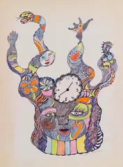 Clock Head by Niki de Saint Phalle, 1969, Felt-tip pen drawing, sold Oct 2011
