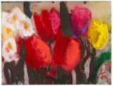 Klaus Fußmann, Rote Tulpen, 1989, Gouache