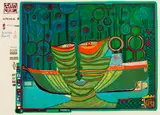 Kolumbus Regentag in Indien by Friedensreich Hundertwasser, 1971, Silkscreen in colors, sold Oct 2011
