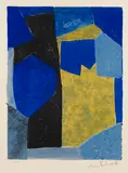Composition bleue, noire et jaune by Serge Poliakoff, 1957, Lithograph in colors, sold Oct 2011
