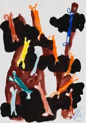 Komposition mit Knochen by Markus Lüpertz, 1992, Gouache, sold Oct 2011