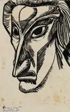 Ernst Fuchs, Selbstporträt II, 1945, Brush and India ink drawing