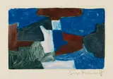 Serge Poliakoff, Composition bleue, verte et brune, 1968, Etching and aquatint
