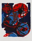 Ernst Wilhelm Nay, Rot aus Blau, 1964, Lithograph in colors
