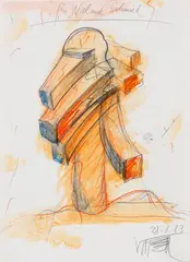 Wolf Vostell, Ohne Titel, 1983, Colored pencil drawing