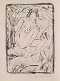 Otto Mueller, Sitzende, von Blattwerk umgeben (helle Fassung), 1923, Lithograph
