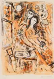 Marc Chagall, Pärchen mit Fächer, 1963, Lithograph in colors