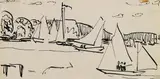 Am Müggelsee, Segelboote by Ernst Ludwig Kirchner, 1910, Pen and India ink drawing, sold Oct 2011