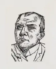 Selbstbildnis by Max Beckmann, 1922, Woodcut, sold Oct 2011