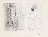 Pablo Picasso, Sculpteur travaillant sur le motif avec Marie-Thérèse posant, 1933, Etching