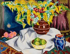 Hans Michaelson, Stillleben mit Goldregen, 1914, Oil on canvas