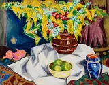 Hans Michaelson, Stillleben mit Goldregen, 1914, Oil on canvas