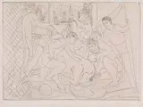 Pablo Picasso, Cheval mourant entouré d'une famille de saltimbanques, 1931, Etching