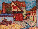 Hans Michaelson, Dorfplatz mit Fässern, 1909, Oil on canvas