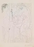 Pablo Picasso, Modèle nu et sculptures, 1933, Etching