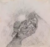 Wilhelm Morgner, Heilige Familie I, 1913, Pencil drawing