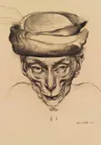 Albert Birkle, Porträt einer alten Dame, 1923, Charcoal drawing