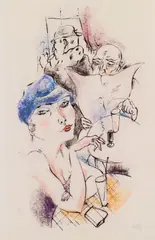 Richard Ziegler, Raucherin, 1920, Pen and India ink drawing