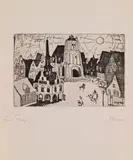 Lyonel Feininger, Sonnenaufgang (Kleinstadt), 1911, Etching