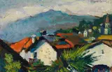 Eugen Spiro, Dächer in Ascona, 1963, Oil on cardboard