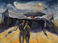 Else Hertzer, Auf dem Jahrmarkt, 1918, Oil on canvas