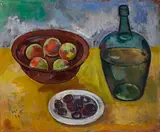 Karoline Wittmann, Stillleben mit Flasche, 1954, Oil on canvas