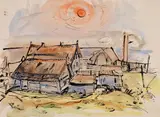 Schwimmer Max, Gutshof, 1932, Watercolor