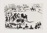 Pablo Picasso, El picador obligando al toro con su pica, 1957, Etching and aquatint