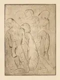 Wilhelm Lehmbruck, Große Komposition: Kniende Körper mit geneigten Köpfen, 1913, Etching
