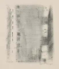Manhattan 3 by Lyonel Feininger, 1955, Lithograph, sold Oct 2011
