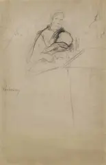 Mutter mit Kind by Max Liebermann, 1890, Charcoal drawing, sold Oct 2011