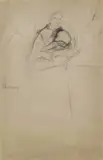 Max Liebermann, Mutter mit Kind, 1890, Charcoal drawing