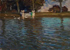 Hans Völcker, Park am See, 1908, Oil on cardboard