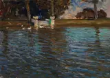 Hans Völcker, Park am See, 1908, Oil on cardboard