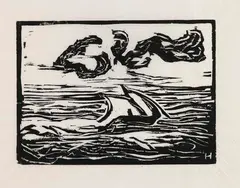 Segelboot by Erich Heckel, 1907, Woodcut, sold Oct 2011
