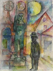 Curt Ehrhardt, Nachts am Roland, 1920, Watercolor