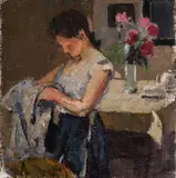 Fritz Mackensen, Junge Frau mit Blumen, 1910, Oil on canvas