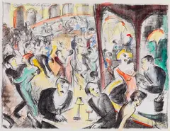 Lou Albert-Lasard, Montmartre, 1920, Chalk lithograph