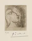 Pablo Picasso, Tête de femme tournée à droite, 1933, Soft-ground etching