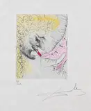 Homme baisant la chaussure by Salvador Dalí, 1969, Drypoint, sold Oct 2011