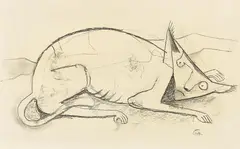 Luchs by Karl Hofer, 1950, Chalk drawing, sold Oct 2011