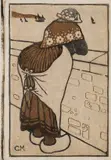 Carl Moser, In Erwartung, 1906, Woodcut in colors