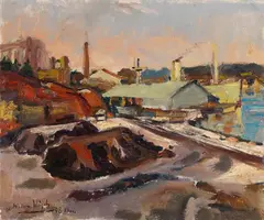 Wilhelm Hillern-Flinsch, Der Kopenhagener Hafen, 1948, Oil on canvas